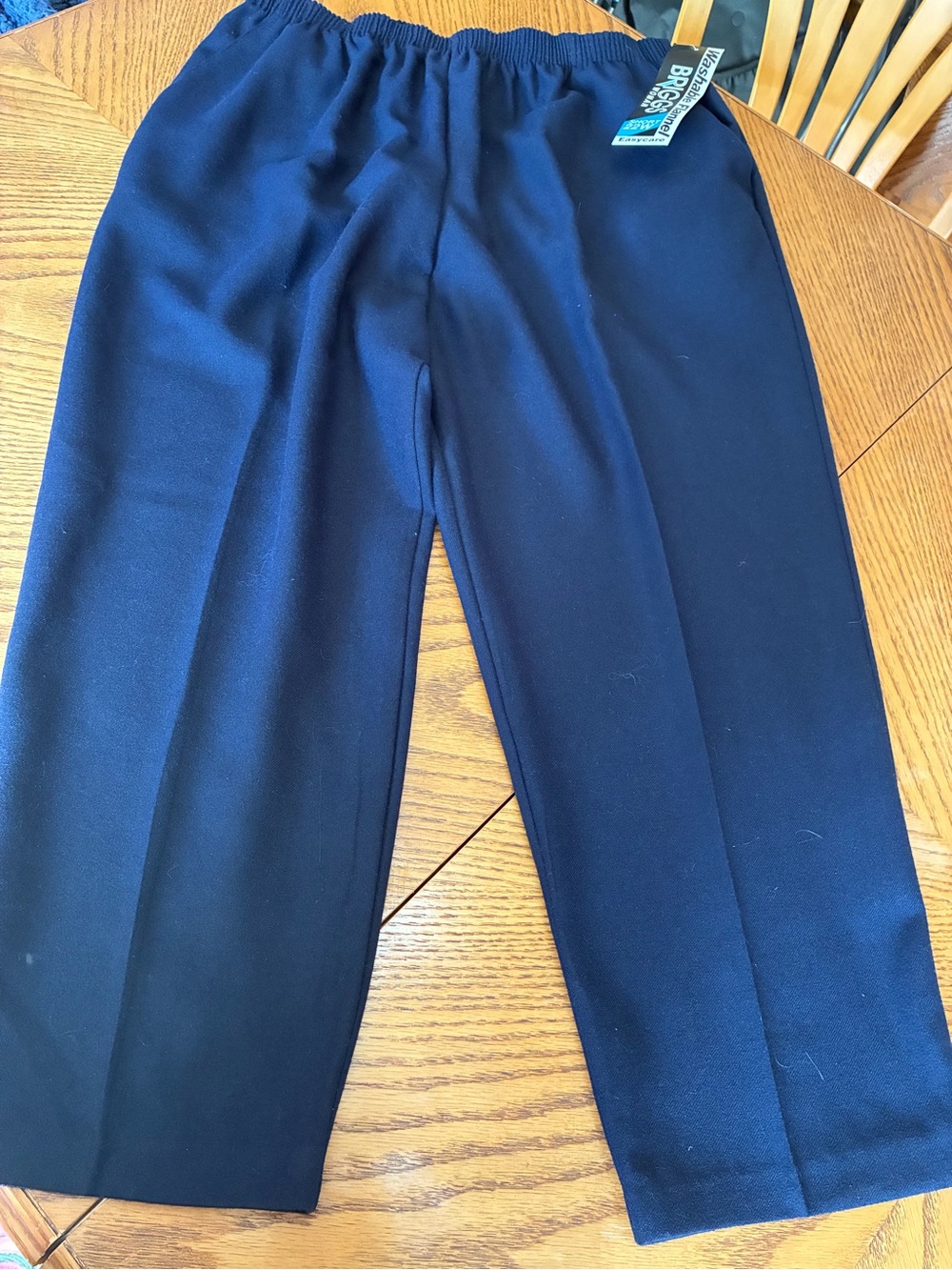 NWT Briggs New York Washable Flannel Pull-On Pants pockets! Navy Size 22W Short